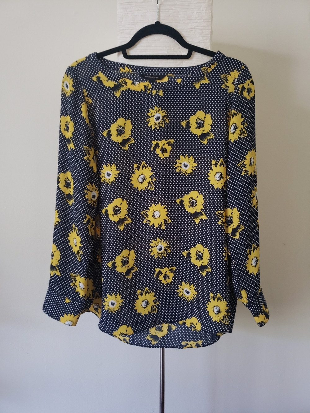 Banana Republic Floral Polka Dot Long Sleeve Blouse, S